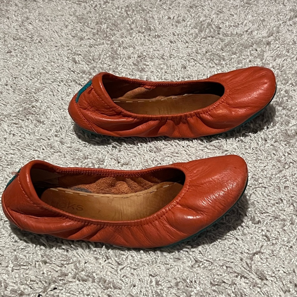 Women's Tieks Orange Leather Ballet Flats - Picture 3 of 8